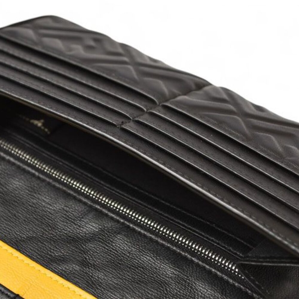 ★SOLD★ Fendi Wallet Bifold Long Wallet Leather Women Men FF Embossed Black 7 - Picture 7 of 11